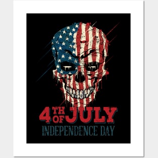 4th of July Independenca Day Skull Posters and Art